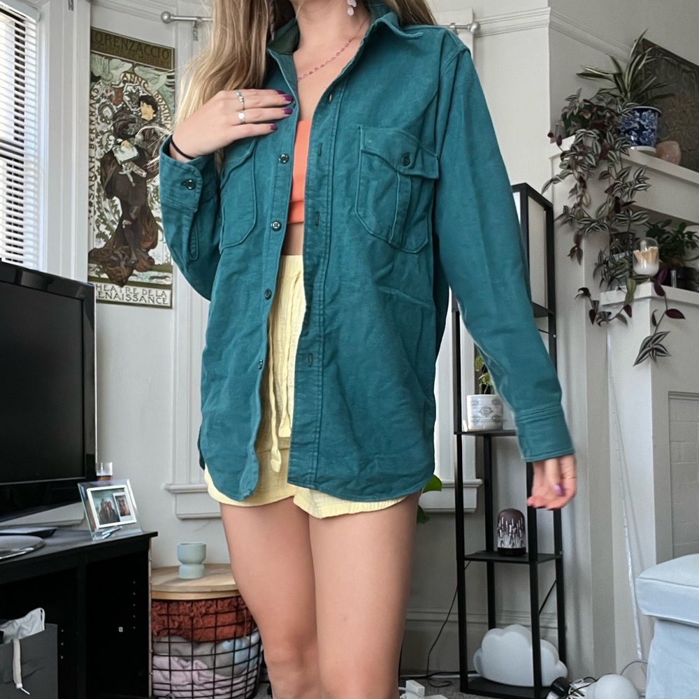Eddie Bauer, blue/green Flannel Button Up